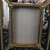 Mirror and Turquoise Decorated Photo Frame.