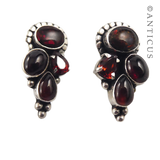 Garnet, Carnelian and Silver Earrings.