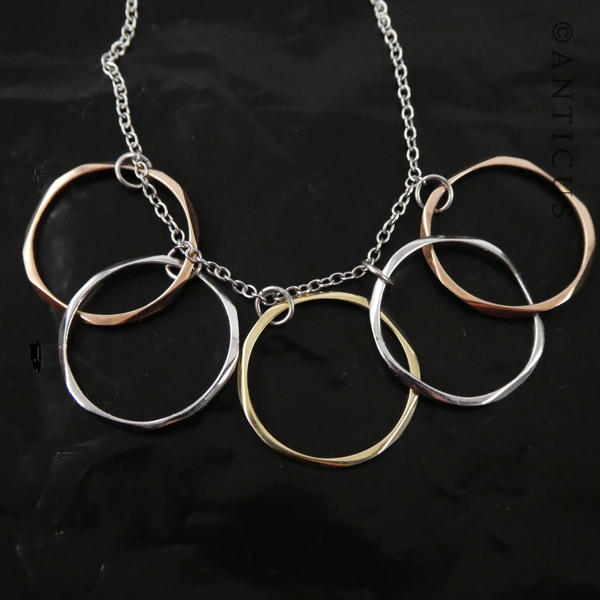 Multi Circle Rings Pendant Necklace.