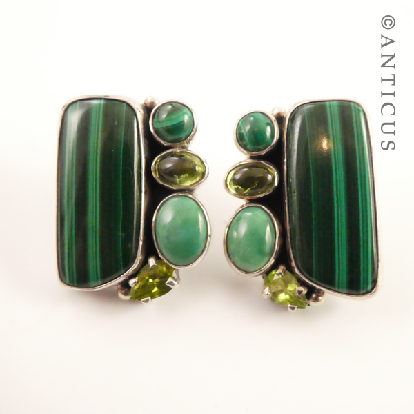 Amy Kahn Russell Malachite and Peridot Earrings.