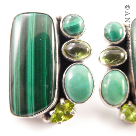 Amy Kahn Russell Malachite and Peridot Earrings.