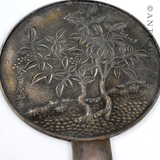 Antique Bronze Japanese Geisha Mirror.