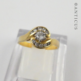 18ct Gold Cross-Over Cluster Ring.
