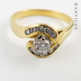 18ct Gold Cross-Over Cluster Ring.