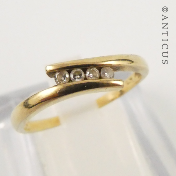 Slim Cross-Over Ring with Diamonds.