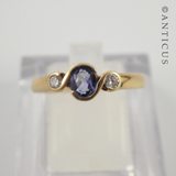 Gold and Iolite Ring with Diamonds.