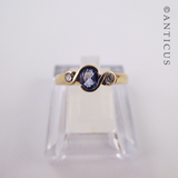 Gold and Iolite Ring with Diamonds.