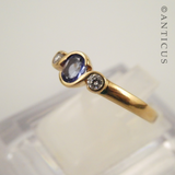 Gold and Iolite Ring with Diamonds.