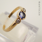 Gold and Iolite Ring with Diamonds.