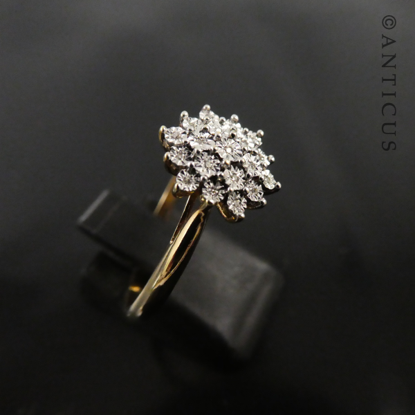 Gold and Diamond Cluster Ring.