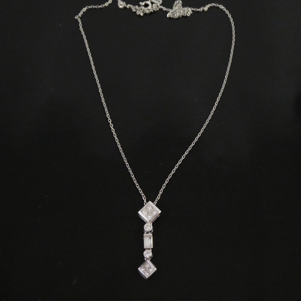 18ct White Gold and Diamond Pendant.