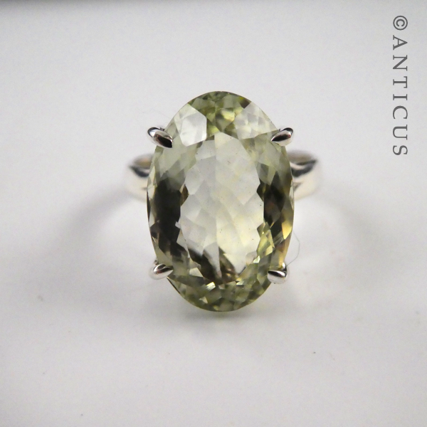 Sterling Silver and Green Amethyst Ring.