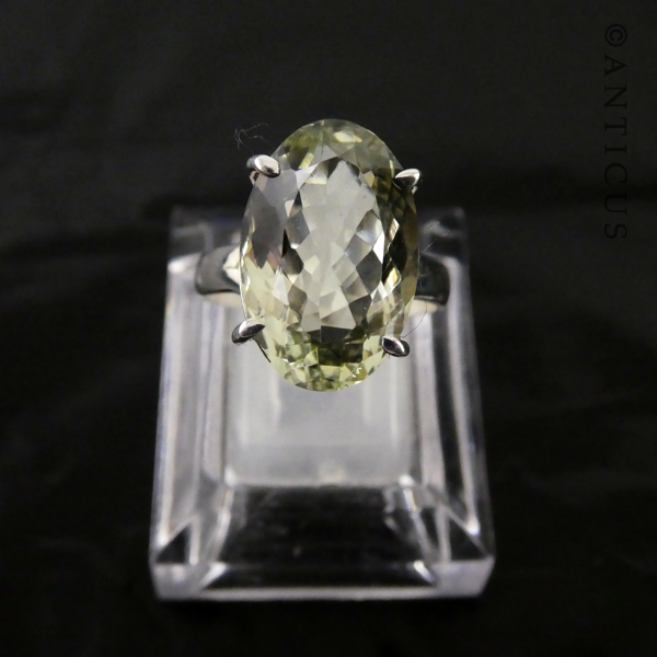 Sterling Silver and Green Amethyst Ring.