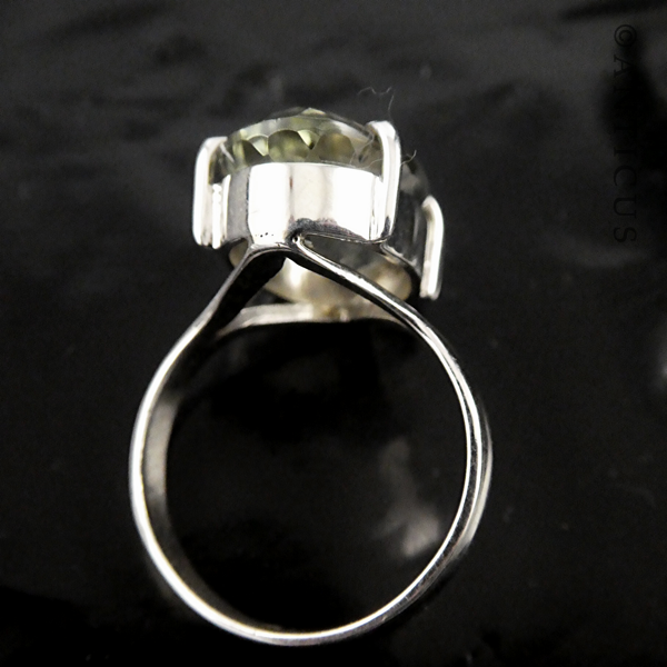 Sterling Silver and Green Amethyst Ring.
