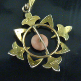 Gold, Coral and Seed Pearl Edwardian Pendant.