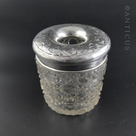 Sterling Silver-Topped Jar, Chester 1906.