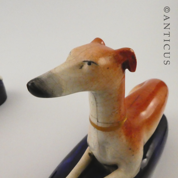 Pair of Staffordshire Dogs, Quill Holders.