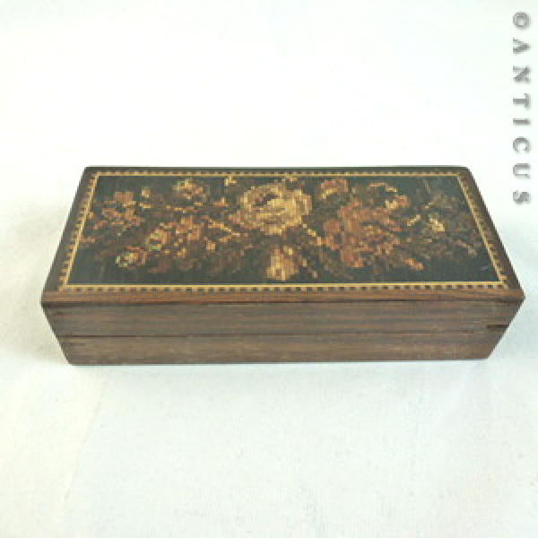 Small Tunbridge Ware Box, Inlaid with Roses.