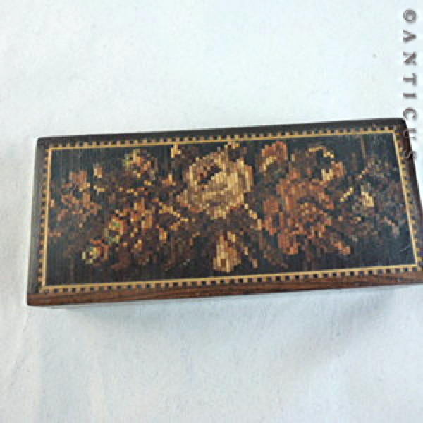 Small Tunbridge Ware Box, Inlaid with Roses.