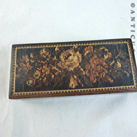 Small Tunbridge Ware Box, Inlaid with Roses.