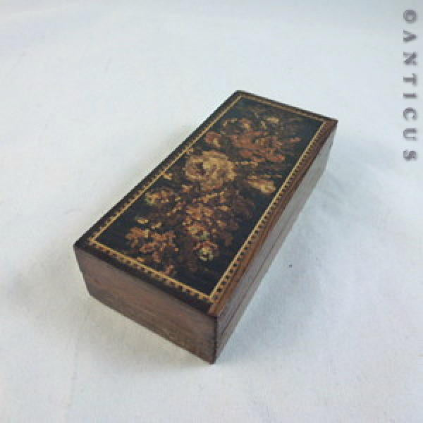 Small Tunbridge Ware Box, Inlaid with Roses.