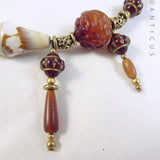 Vintage Necklace, Carved Cornelian and Horn.