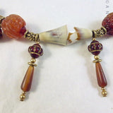 Vintage Necklace, Carved Cornelian and Horn.