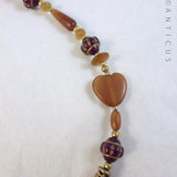 Vintage Necklace, Carved Cornelian and Horn.