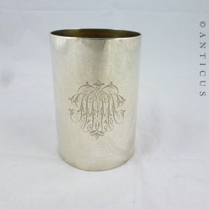 Sterling Silver Mug, Glass Bottom for the Queen's Shilling.