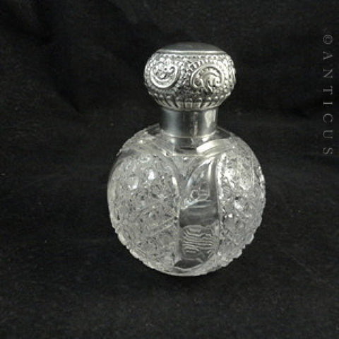Large Scent Bottle, Crystal & Sterling Silver, 1901.