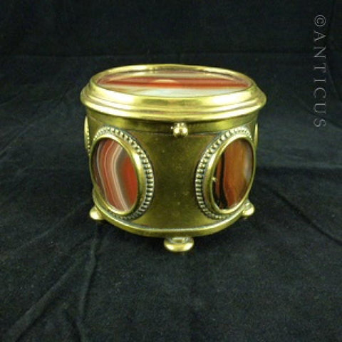 Victorian Brass and Agate Panelled Box.