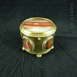 Victorian Brass and Agate Panelled Box.