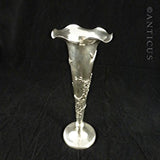 Chinese Export Silver Bud Vase, Birds Decoration.