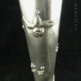 Chinese Export Silver Bud Vase, Birds Decoration.