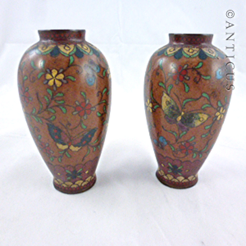 Pair of Small Cloisonné Vases, Japanese.