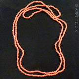 Coral Bead Necklace, Very Long Vintage Strand.