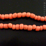 Coral Bead Necklace, Very Long Vintage Strand.