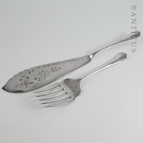 Edwardian Rat-Tail Fish Servers, Silver Plate.