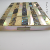 Card Case with Mother of Pearl and Abalone Inlay.