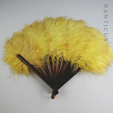Yellow Ostrich Feather Fan, Art Deco.