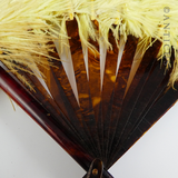 Yellow Ostrich Feather Fan, Art Deco.