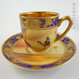 Set of 4 Camel China Cups, Saucers, Sugar, Signed.