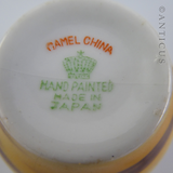Set of 4 Camel China Cups, Saucers, Sugar, Signed.