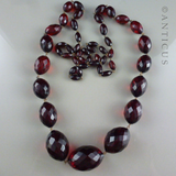 Vintage Faceted Red Amberine Long Necklace.