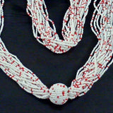 Long 1920's Flappers Necklace,  Red and White.