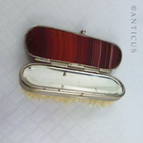Moustache Brush with Mirror Compartment, Agate Topped .