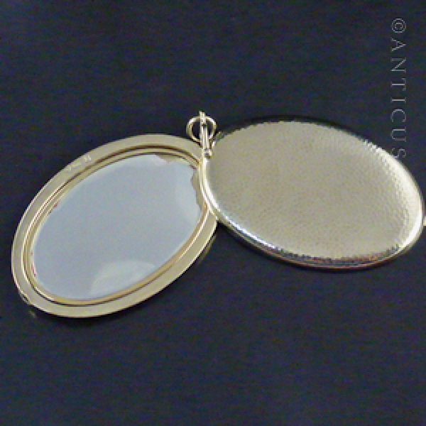 Gold Vermeil Large Locket, Mirror Interior.