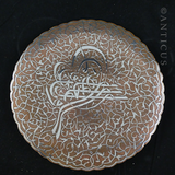 Copper and Silver Middle Eastern Damascene Plate.