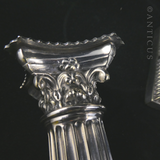 Pair Silver Plate Column Candlesticks, Late 1800s.