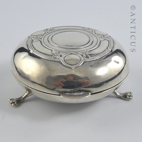 Sterling Silver Art Nouveau Small Jewellery Box.